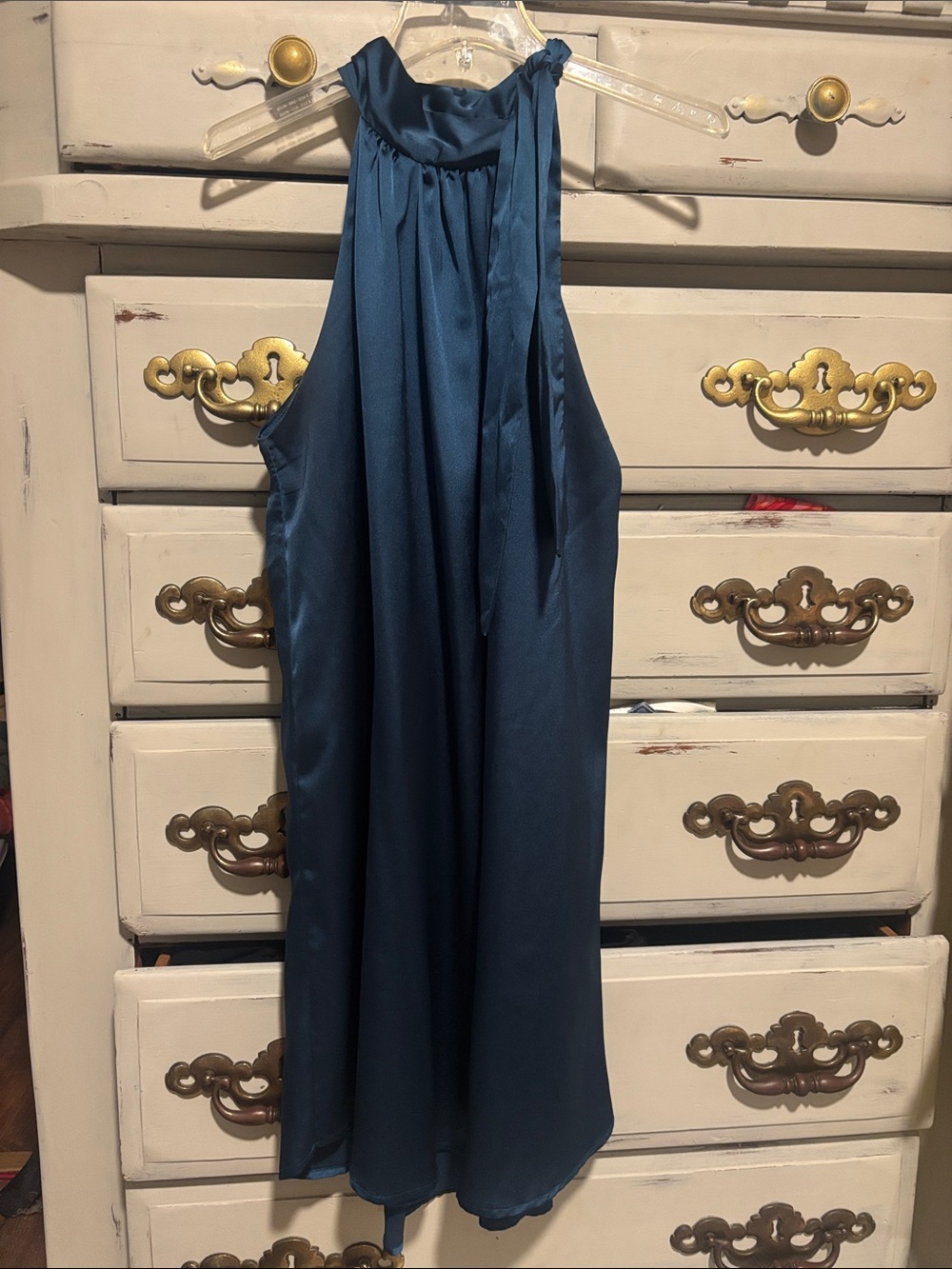 TCEC Teal Satin Halter Neck Dress